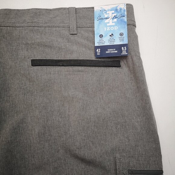 NWT Izod Men's Size 42 Grey 4 Way Stretch UPF50 Quick Dry Classic Fit Shorts - Picture 11 of 15
